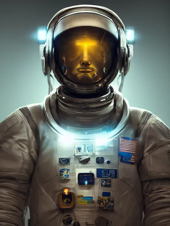 Prompt: portrait art of cybernetic astronaut 8 k ultra realistic, lens flare, atmosphere, glow, detailed, intricate, full of colour, cinematic lighting, trending on artstation, 4 k, hyperrealistic, focused, extreme details, unreal engine 5, cinematic, masterpiece