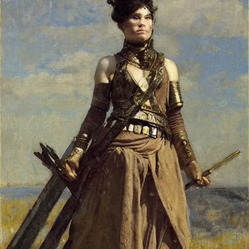 Image similar to female warrior by alfred stevens