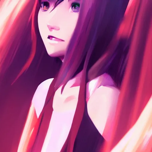 Image similar to pretty girl portrait, dramatic lighting, digital painting, arcane magic, by makoto shinkai and ilya kuvshinov, rossdraws, illustration, fantasy