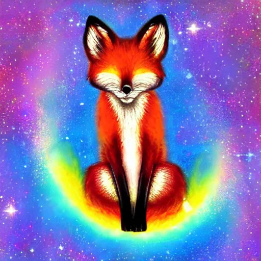 Image similar to rainbow cosmic fox