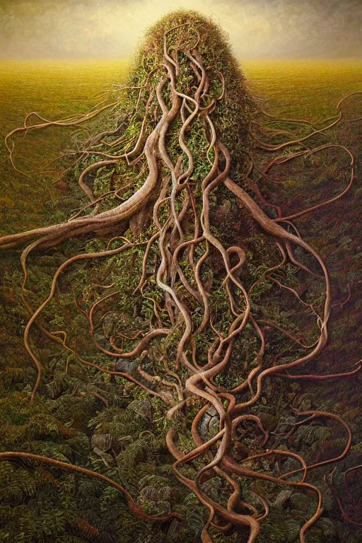 Image similar to Intricate stunning highly detailed mother earth, 🌱, by agostino arrivabene and Vladimir Kush, surreal, digital painting, ultra realistic, dramatic lighting, twisted vines, lush plants, pristine water, artstation