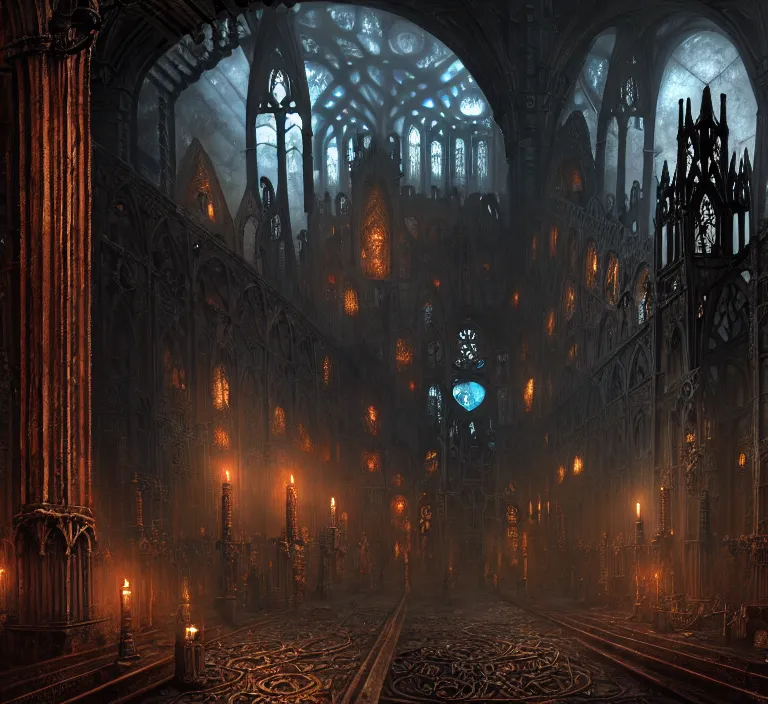 Image similar to steam necropolis, memento mori, gothic, neo - gothic, art nouveau, hyperdetailed copper patina medieval icon, stefan morrell, philippe druillet, ralph mcquarrie, concept art, steampunk, unreal engine, detailed intricate environment, octane render, moody atmospherics, volumetric lighting, ultrasharp, ominous, otherworldly