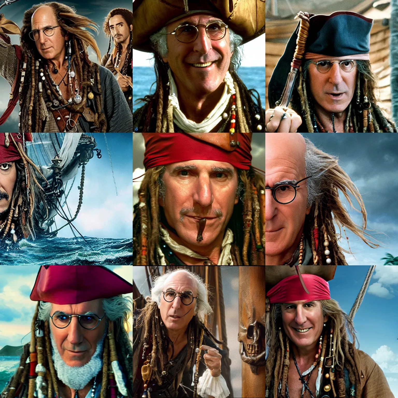 Prompt: a screenshot of larry david as a pirate in pirates of the caribbean. 8 k. very detailed