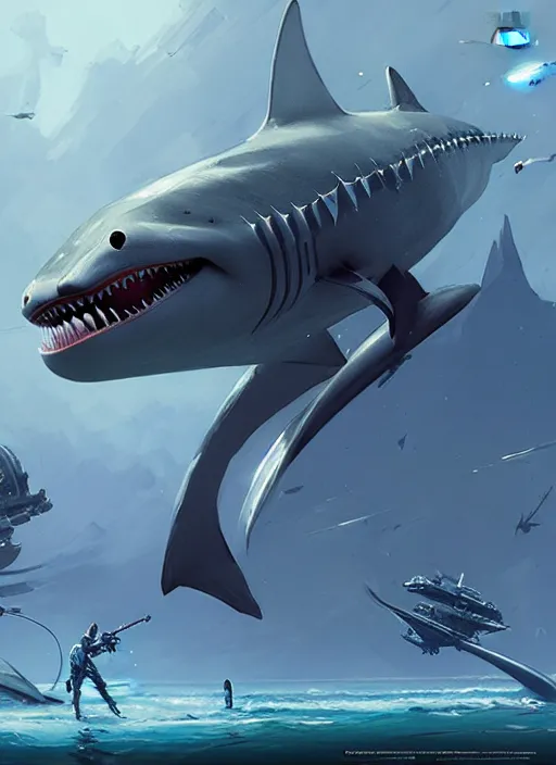 Prompt: epic futuristic baby shark war machine highly detailed, digital painting, concept art, smooth, sharp focus, illustration, art by greg rutkowski