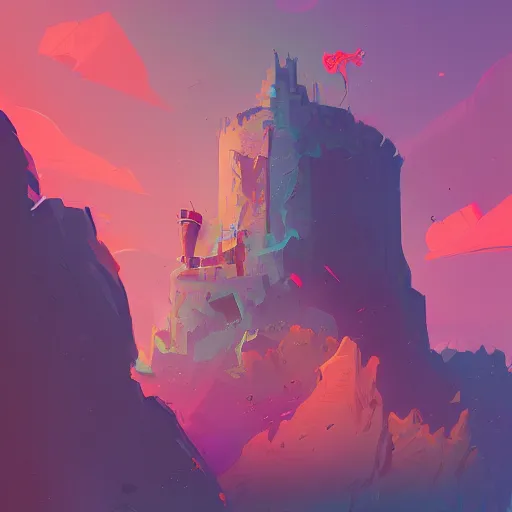 Image similar to a castle on a stunning cliff by Anton Fadeev and Simon Stalenhag, trending on artstation