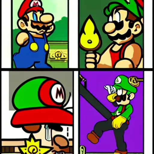 Prompt: mario bros smoking weed