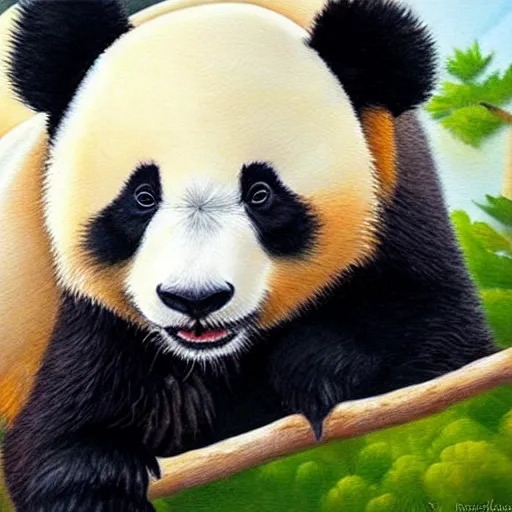 Prompt: sweet Panda, highly detailed oil painting