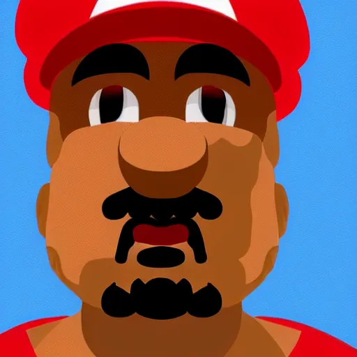 Image similar to portrait of Super Mario as Kanye West, morph