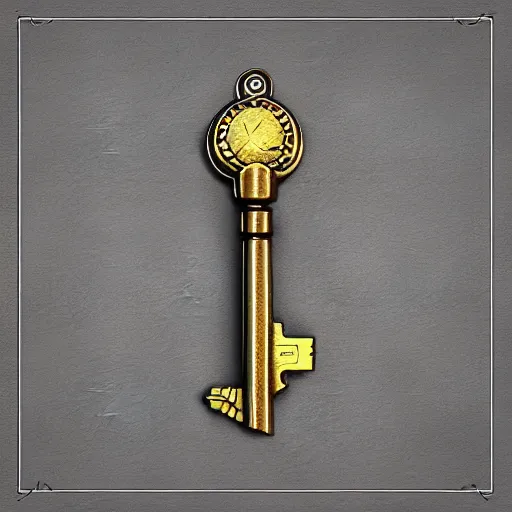 Image similar to metal key for the doors, rpg game inventory item, stylized, perspective view, ArtStation concept