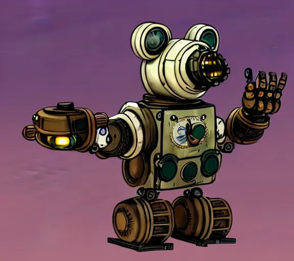 Image similar to futuristic steampunk ferret - shaped mech, steampunk bioshock - inspired ferret - robot, borderlands - inspired ferret - shaped robot