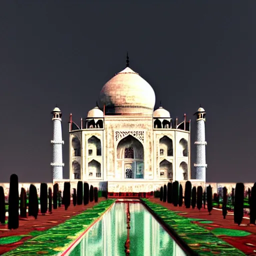 Image similar to a realistic photo of taj mahal after the end of the world, octane render,