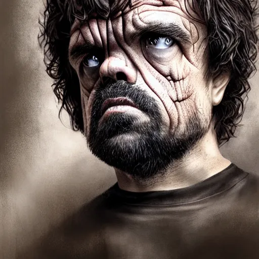 Image similar to peter dinklage as the monster in hellraiser, digital painting, extremely detailed, 4 k, intricate, brush strokes, mark arian, artgerm, bastien lecouffe - deharme