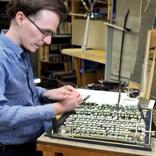 Prompt: inside the workshop with alan turing cracking the enigma