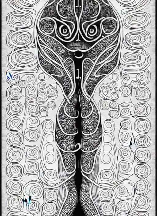 Image similar to symmetry! human fetus, intricate, elegant, highly detailed, concept art, smooth, sharp focus, lineart, illustration,, penned with black on white, 8 k