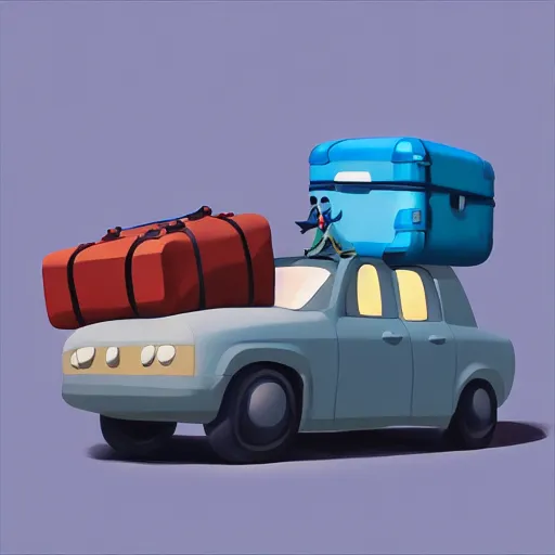 Image similar to goro fujita ilustration 4 x 4 car full of suitcases, painting by goro fujita, sharp focus, highly detailed, artstation