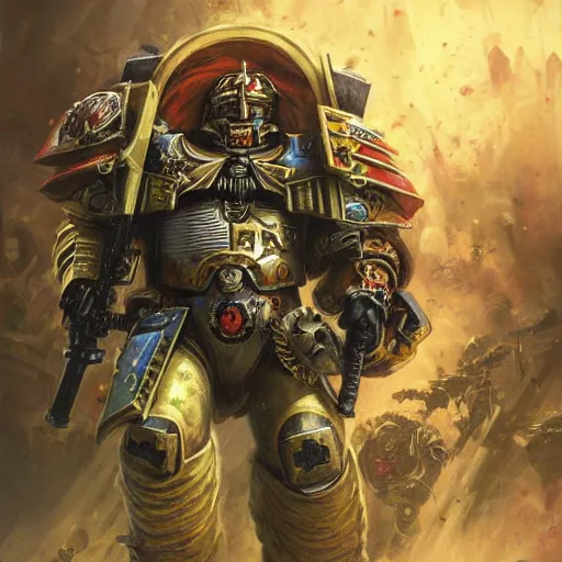 Image similar to PewDiePie as a space marine Primarch, warhammer 40k, closeup character portrait art by Donato Giancola, Craig Mullins, digital art, trending on artstation