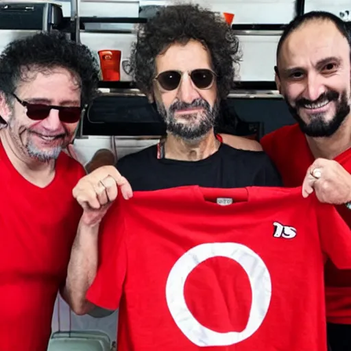 Image similar to fito paez wearing a independiente club t shirt