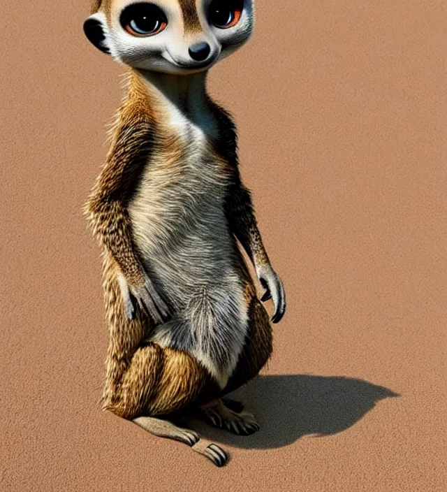 Prompt: a cute meerkat in the style of zootopia