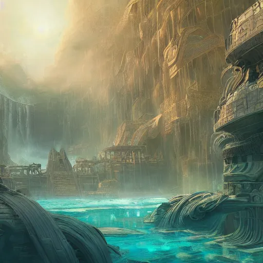 Image similar to a lost city of Atlantis by WLOP, high quality, trending on artstation
