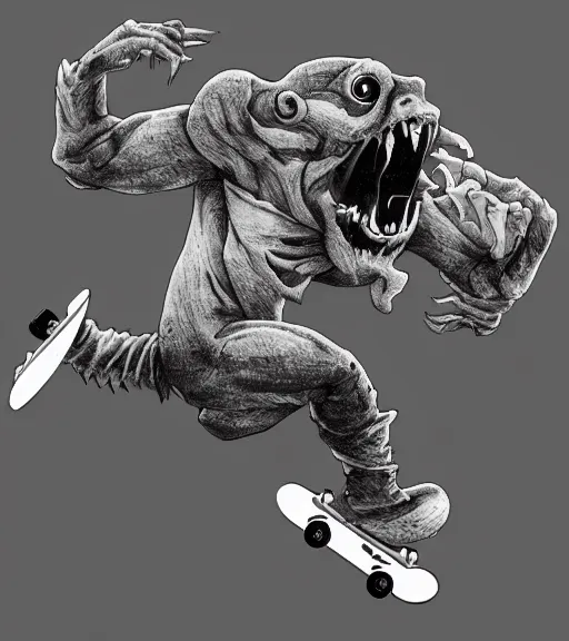 Prompt: skateboarding monster, cronobreaker, deviantart