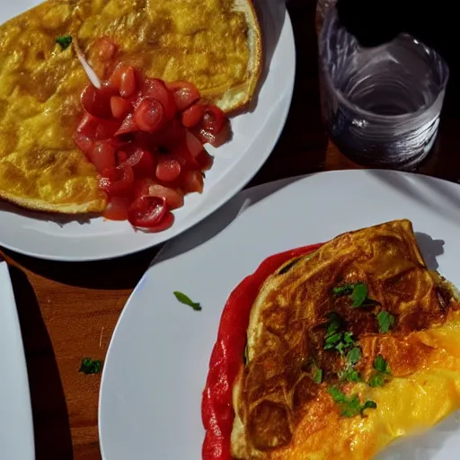 Image similar to Donald Trump in omelette, food photography