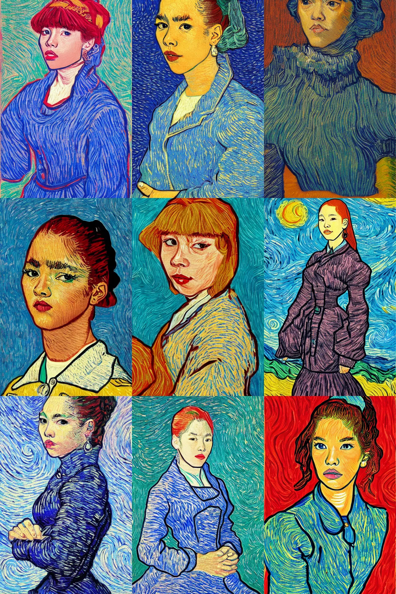 Prompt: Portrait of Lisa Blackpink, in the style of Van gogh