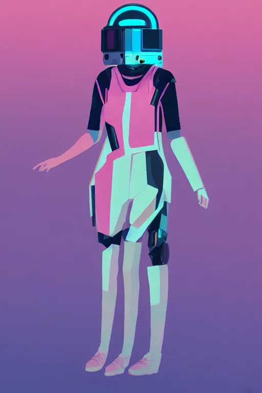 Prompt: full body d. va, blade runner 2 0 4 9, scorched earth, cassette futurism, modular synthesizer helmet, the grand budapest hotel, glow, digital art, artstation, pop art, by hsiao - ron cheng