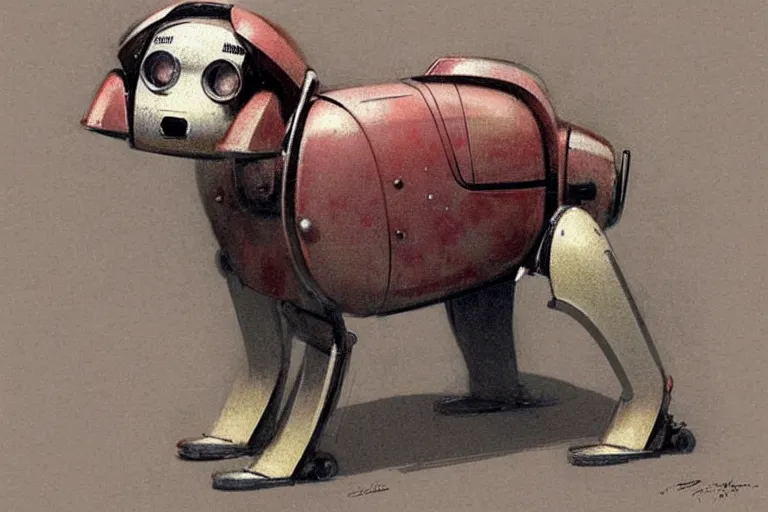 Image similar to ( ( ( ( ( 1 9 5 0 s retro future robot android dog. muted colors. ) ) ) ) ) by jean - baptiste monge!!!!!!!!!!!!!!!!!!!!!!!!!!!!!!