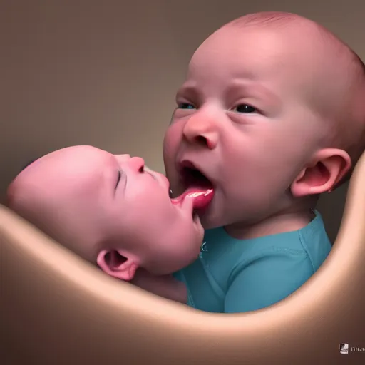 Image similar to baby eating it’s twin in the womb, hyper realistic, 8k resolution, moody, artistic, horror,