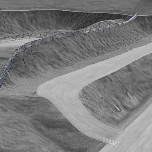 Prompt: dirt bike track, heightmap, black and white