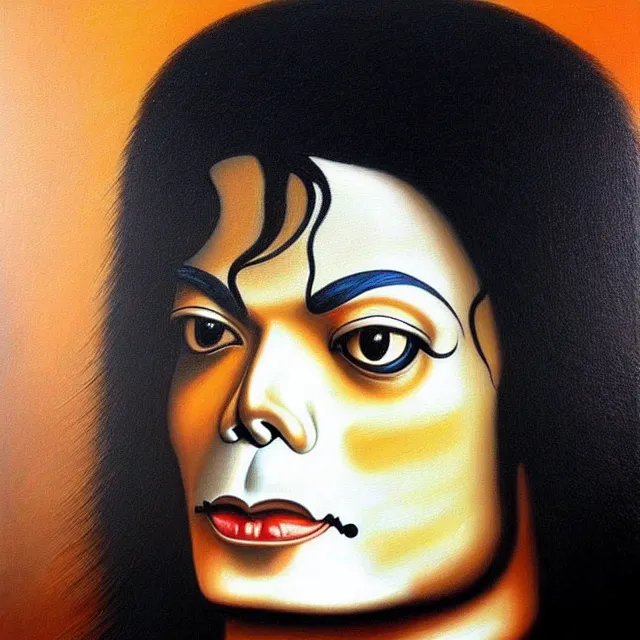 Prompt: a beautiful painting michael jackson face, by leonardo da vinci realistic oil painting