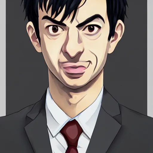 Prompt: Nathan For You, Nathan Fielder, in an anime, drawn by wlop