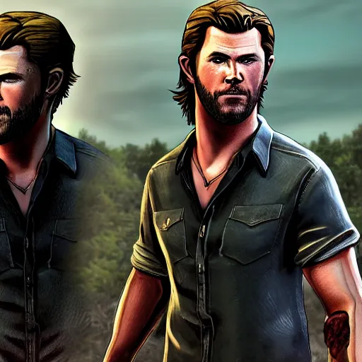 Image similar to portrait of chris hemsworth in style of telltale games the walking dead