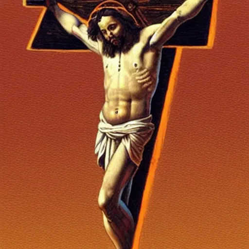 Prompt: Elon musk as jesus christ, crucified on mars, painting in the style of Leonardo Da Vinci