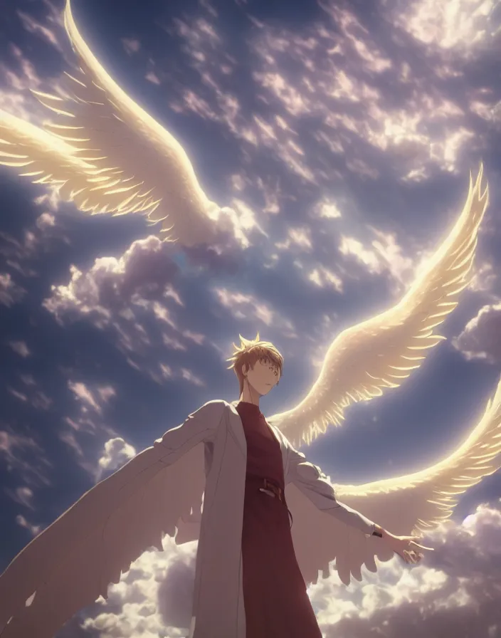 Prompt: lucifer cast out of heaven by yusuke murata and makoto shinkai, clouds, fire, angels, 8k, cel shaded, unreal engine, featured on artstation, pixiv