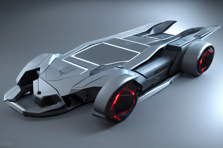 Image similar to cyberpunk batmobile concept inspired sports car, futuristic look, highly detailed body, very expensive, photorealistic camera shot, bright studio setting, studio lighting, crisp quality and light reflections, unreal engine 5 quality render