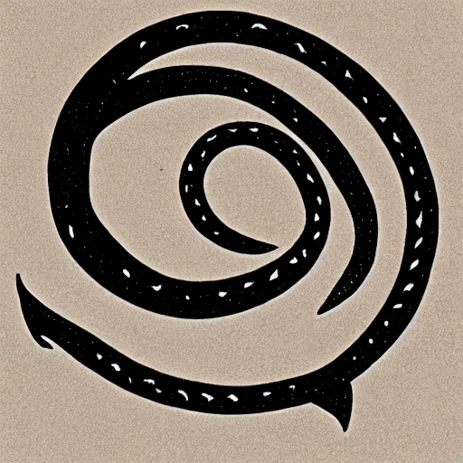 Image similar to ouroboros, paleolithic cave painting