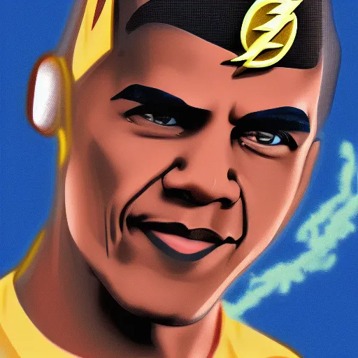 Prompt: Barack Obama as The Flash, digital painting, highly detailed