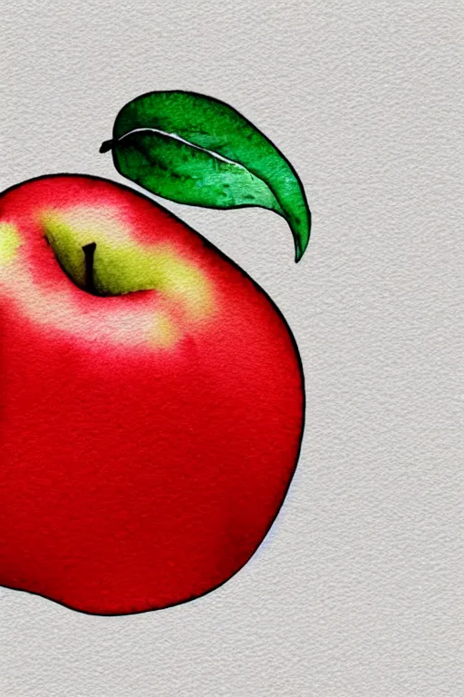 Image similar to minimalist watercolor art of an apple, illustration, vector art