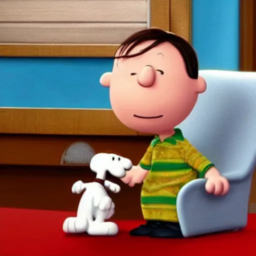 Prompt: sheldon cooper in the peanuts movie ( 2 0 1 5 ), animated, movie,