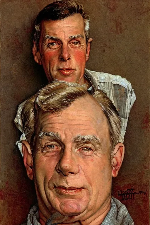 Image similar to Rick Dalton painted by Norman Rockwell