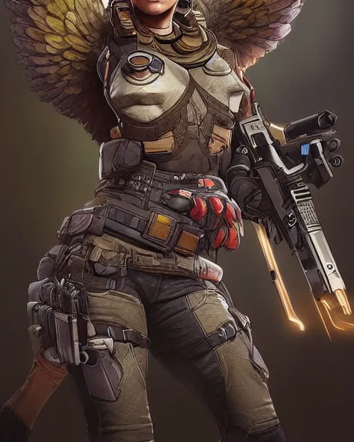 Prompt: Legendary Griffin as an Apex Legends character digital illustration portrait design by, Mark Brooks and Brad Kunkle detailed, gorgeous lighting, wide angle action dynamic portrait