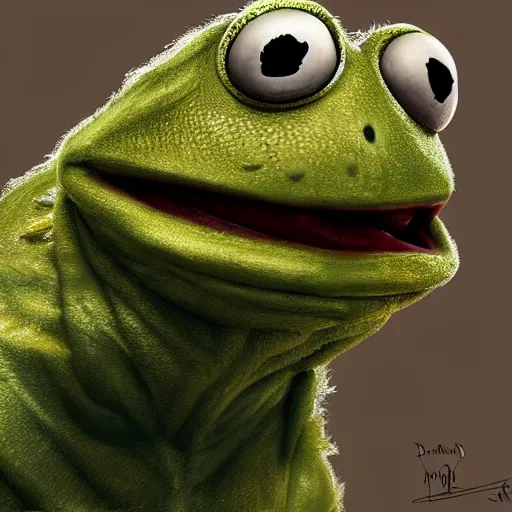 Prompt: Epic Masterpiece head and shoulders portrait of Kermit the frog as Geralt in the Witcher 3 Wild Hunt drawn by Donato Giancola and Tom Bagshaw, Edmund Leighton, Alphonse Mucha, background out of focus tavern, 4k, volumetric lighting, komorebi, trending on artstation, octane render, hyperrealistic