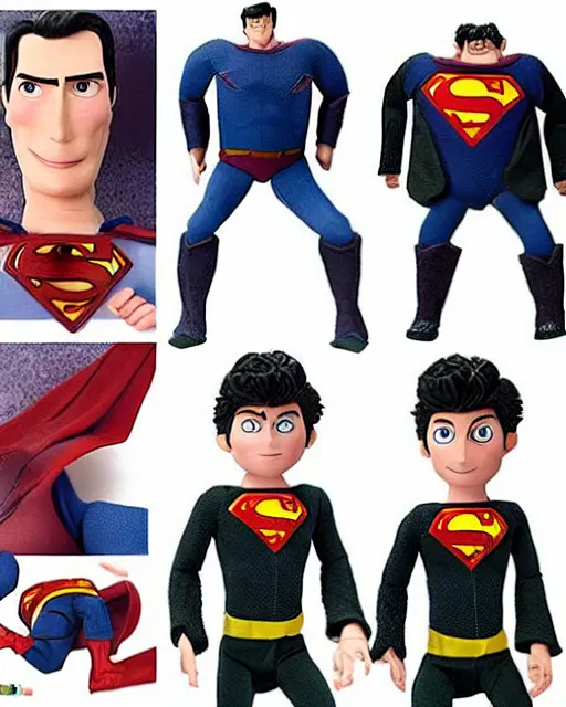 Image similar to christopher reeve ’ s superman as a highly detailed stop motion puppet, in the style of laika studios ’ s paranorman, coraline, kubo and the two strings shot in the style