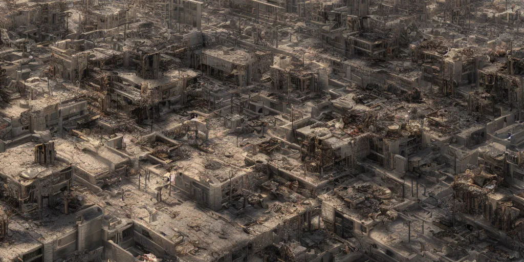 Image similar to a high detail photograph of a cyberpunk post apocalyptic destroyed city from andalucia ( spain ), realism, 4 k, award winning photograph octane render, award winning photograph