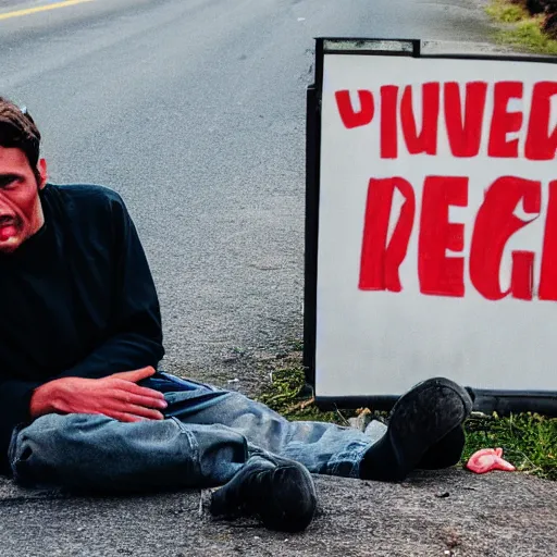 Image similar to unemployed graphic designer begging for change on the side of the road