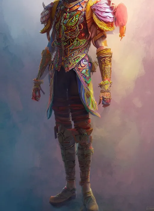 Image similar to detailed full body concept art illustration colorful pastel painting of a Disney warrior prince in full intricate clothing, ultra detailed, digital art, octane render, 4K, dystopian, micro details