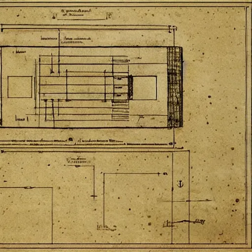 Prompt: blueprint of an iphone by leonardo da vinci