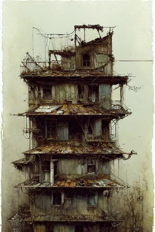 Image similar to (((((a multistory ramshackle house))))) by Jean-Baptiste Monge!!!!!!!!!!!!!!!!!!!!!!!!!!!