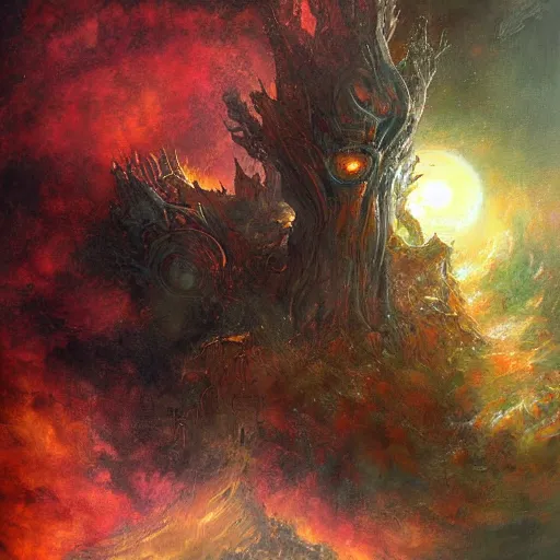 Image similar to a fantasy painting of the void by tomek setowski